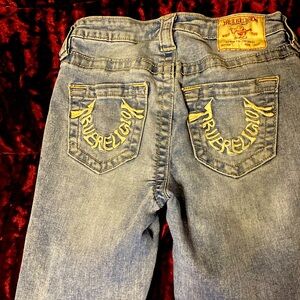True religion mid-rise boot cut pants.